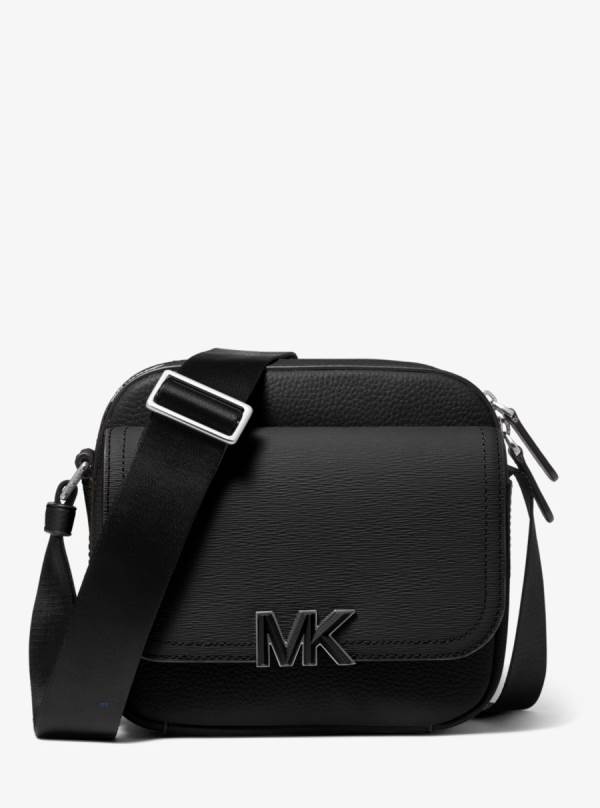 Panske Crossbody Kabelka Michael Kors Hudson Textured Leather Čierne - Tasky Michael Kors Outlet | WGCZF-3159